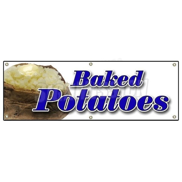 Baked Potatoes Banner Heavy Duty 13 Oz Vinyl with Grommets